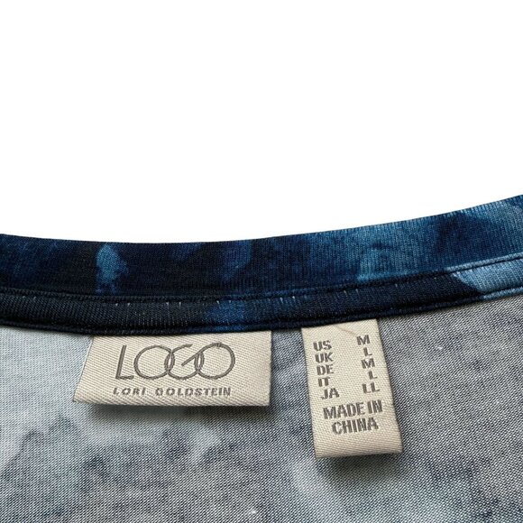 LOGO Lori Goldstein Tunic Top Medium Blue Chiffon Ruffle Long Sleeve Tee NWOT - Picture 6 of 7